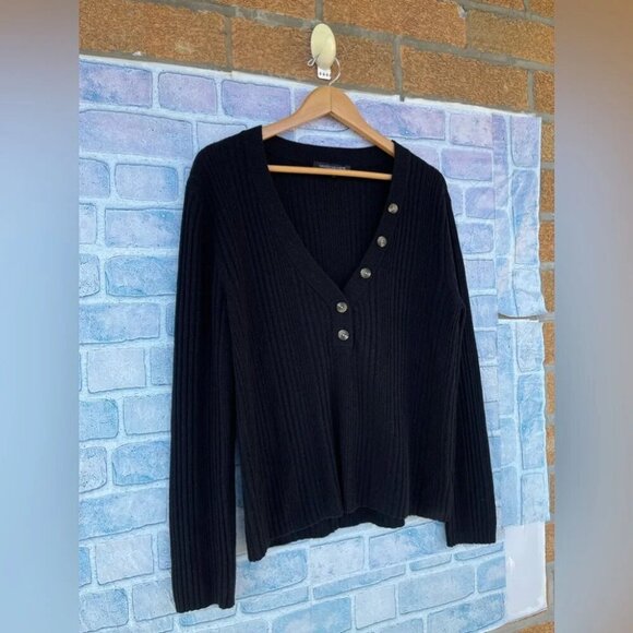 Naked cashmere Contrast-Button V-Neck Rib Sweater size large - Picture 2 of 7